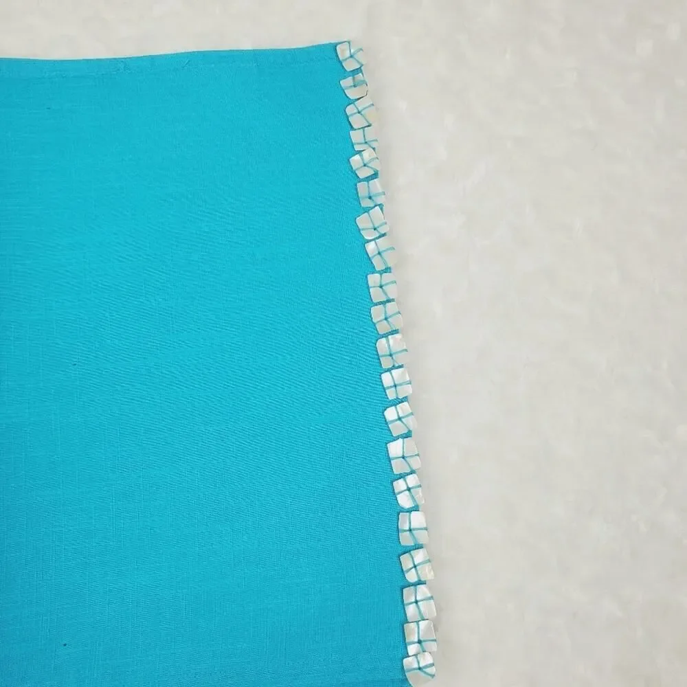 Seashell Embellished Table Runner Teal 14